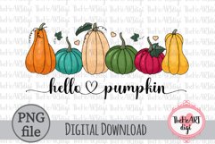 Hello Pumpkin Sublimation PNG, Hand Drawn Pumpkins PNG Product Image 1