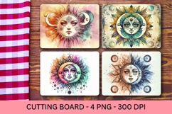 kitchen cutting board - boho moon and sun face Product Image 1