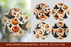 wind spinner - pumpkins witch hat Product Image 1