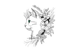 Floral Cat Machine Embroidery Design Product Image 1