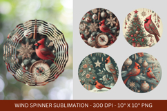 wind spinner png sublimation - cardinal bird christmas tree Product Image 1