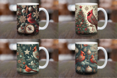 Mug Wrap Sublimation - vintage christmas tree cardinal Product Image 1