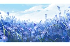meadow blossom blue field sunlit ai generated Product Image 1