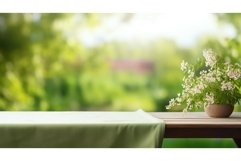 wooden green blur table table ai generated Product Image 1