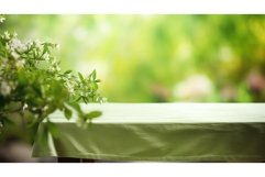 wooden green blur table table ai generated Product Image 1