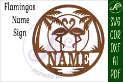 Flamingo Name Sign SVG Tropical Beach Nursery Wall Decor Product Image 4