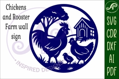 Chicken and Rooster farm scene wall sign, SVG file. Product Image 4