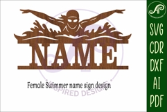 Butterfly Swimmer Name Sign SVG - Female Swim Team Wall Sign Product Image 4