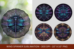 wind spinner png sublimation - cosmic dragonfly Product Image 1