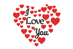 I love you Heart Machine embroidery design Product Image 1