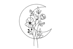 Floral Moon, Floral Crescent Machine Embroidery Design Product Image 1