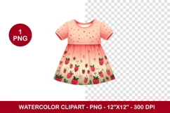 watercolor clipart png - strawberry dress Product Image 1