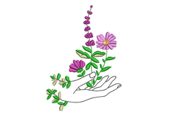 Hand with Flowers Machine Embroidery Design Product Image 1