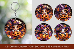 keychain sublimation - baby highland cow pumpkin halloween Product Image 1
