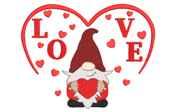 Valentine Gnome, Machine embroidery design Product Image 1
