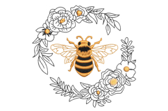 Floral Bee Machine Embroidery Design Product Image 1
