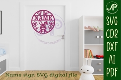 Cute Bunny themed name sign svg laser Product Image 4