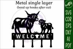 Highland Cow Key holder designs for wood and metal Product Image 4