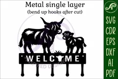 Highland Cow Key holder designs for wood and metal Product Image 4