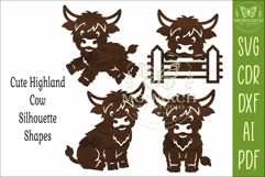 Cute Highland Cow Silhouettes SVG Farm Animal 3 Product Image 4