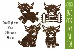 Cute Highland Cow Silhouettes SVG Farm Animal 3 Product Image 4