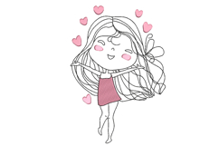 Valentine Girl, Happy Girl, Machine Embroidery File Product Image 1