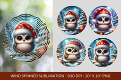 wind spinner - christmas santa hat owl Product Image 1