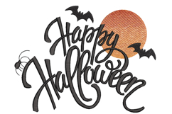 Happy Halloween with Spider and Moon, MachineEmbroidery Product Image 1