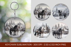 keychain sublimation - white christmas horse Product Image 1