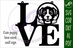 Love word with puppy dog wall art sign, SVG file. vector Product Image 4
