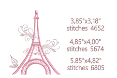 Paris Eiffel Tower Machine Embroidery Design, Product Image 1