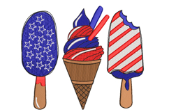 USA Flag colour Ice cream Machine Embroidery Design Product Image 1