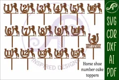 Horse shoe number cake toppers, 17 designs SVG laser cut Product Image 4