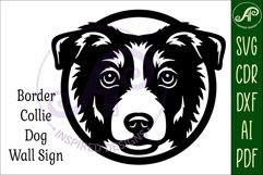Border Collie Dog SVG Laser Cut File, Dog Face Wall Art Product Image 4