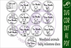 Woodland animals themed Baby monthly milestone discs SVG Product Image 4