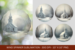 wind spinner - white christmas church Product Image 1