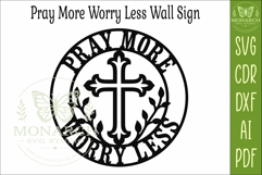 Pray More Worry Less Christian Cross Wall Sign Faith Decor Product Image 4