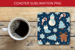 square coaster seamless pattern - snowman reindeers Product Image 1