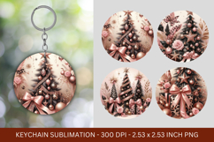 keychain sublimation - pink christmas tree Product Image 1
