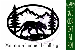 Mountain Lion mountain scene Oval wall sign laser cut file Product Image 4