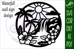 Tropical waterfall wall sign, SVG file. laser cut Product Image 4