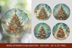wind spinner png sublimation - vintage christmas tree Product Image 1