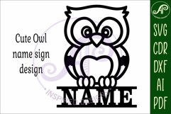 Cute Woodland Owl name sign svg laser cut file Product Image 4