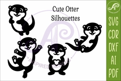 Cute Otters Silhouette SVG, Otter cut out shapes 2 Product Image 4