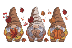 Three Fall Gnomes. Machine Embroidery Product Image 1