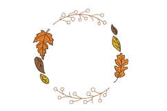 Fall Wreath Machine Embroidery Design Autumn Leaf Circle Product Image 1