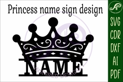 Princess crown personalized name sign laser cut Product Image 4