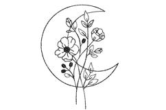 Floral Moon, Floral Crescent Machine Embroidery Design Product Image 1