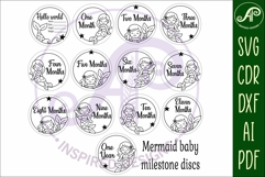 Mermaid themed Baby monthly milestone discs SVG laser Product Image 4