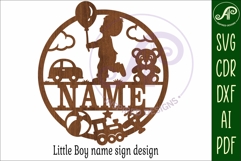 Little Boy and Toys name sign svg laser cut Product Image 4